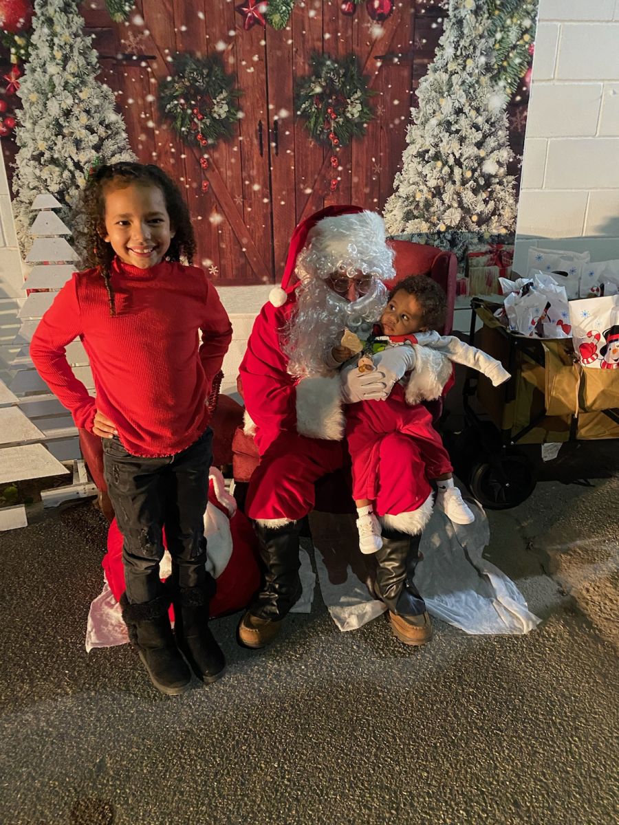 Santa and two kids 