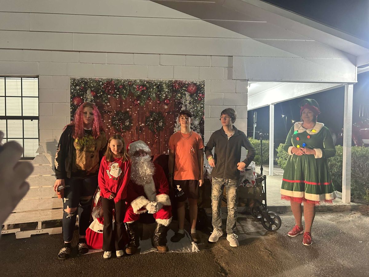 santa and group of people